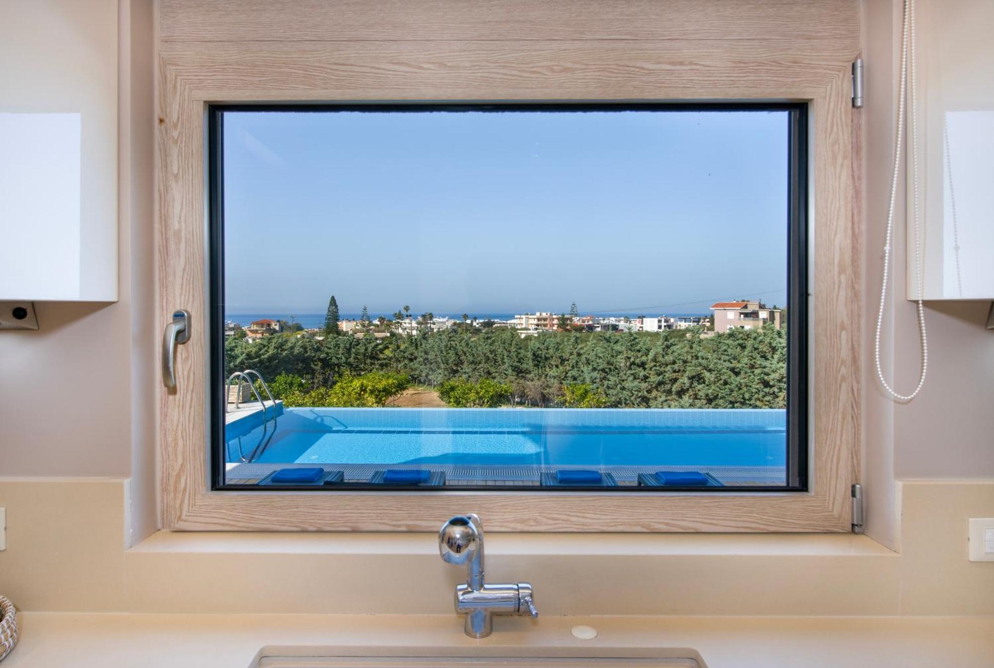 Four Seasons Private Villa - Seaview - Big Heated Pool - Gym - Sport Activities Gouves Exterior photo