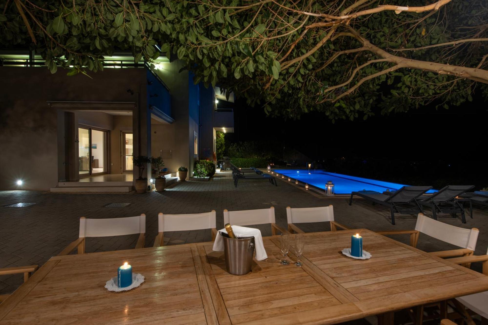 Four Seasons Private Villa - Seaview - Big Heated Pool - Gym - Sport Activities Gouves Exterior photo