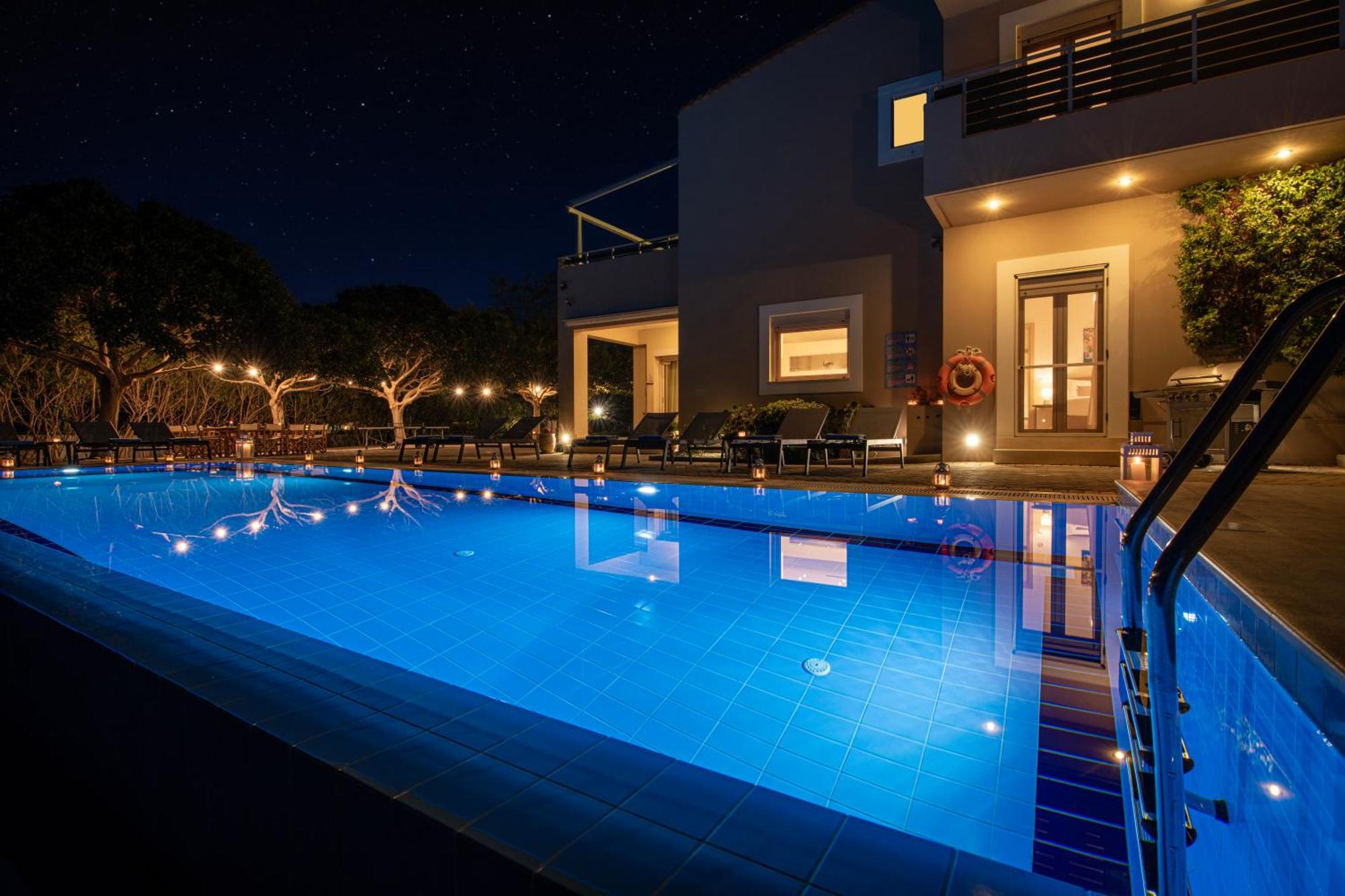 Four Seasons Private Villa - Seaview - Big Heated Pool - Gym - Sport Activities Gouves Exterior photo