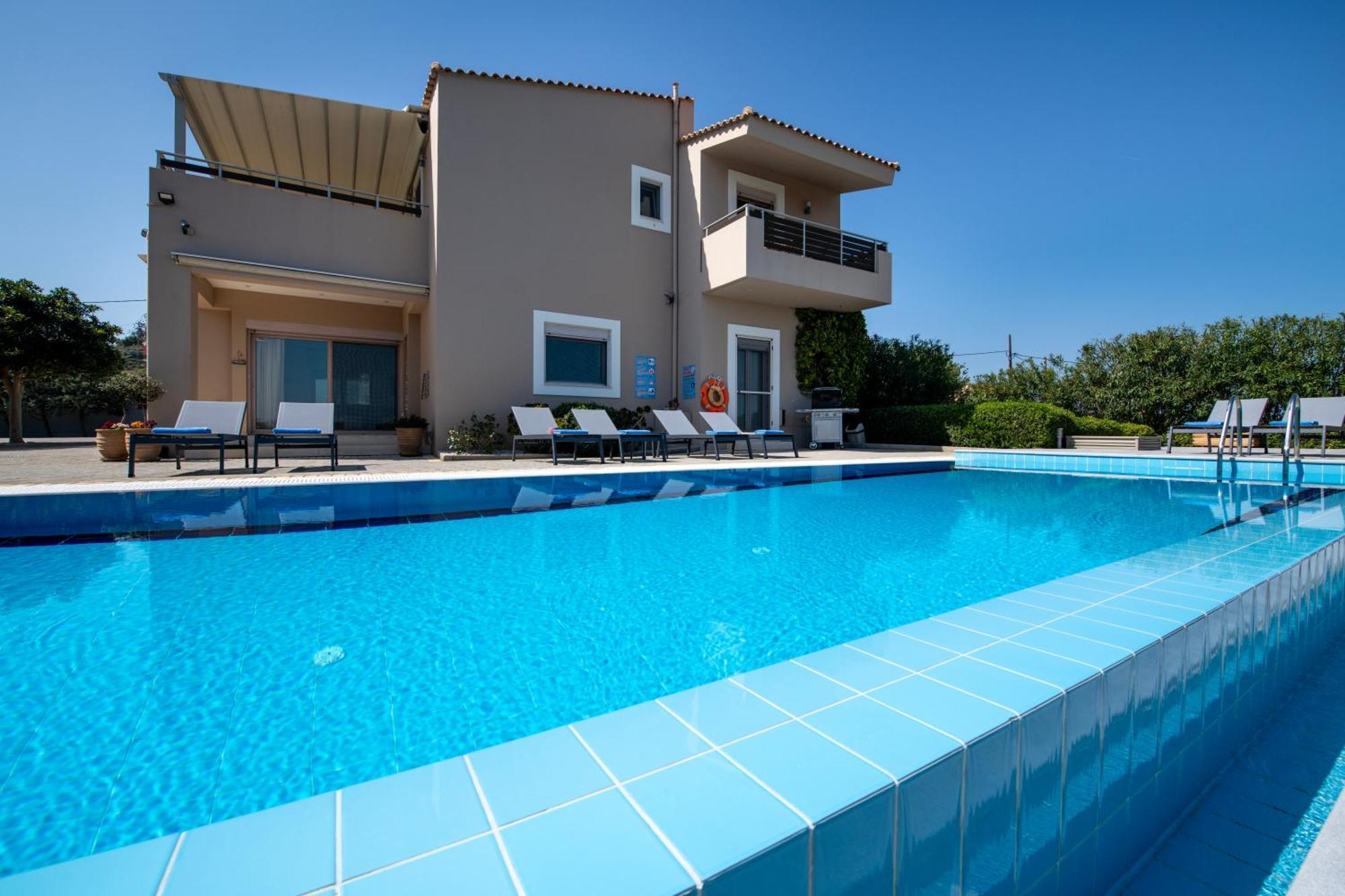 Four Seasons Private Villa - Seaview - Big Heated Pool - Gym - Sport Activities Gouves Exterior photo